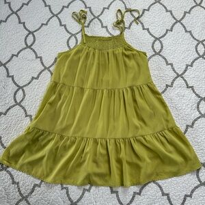 Forever 21 Green Smocked Tiered Tie Strap Loose Fit Sundress Women’s Size Medium